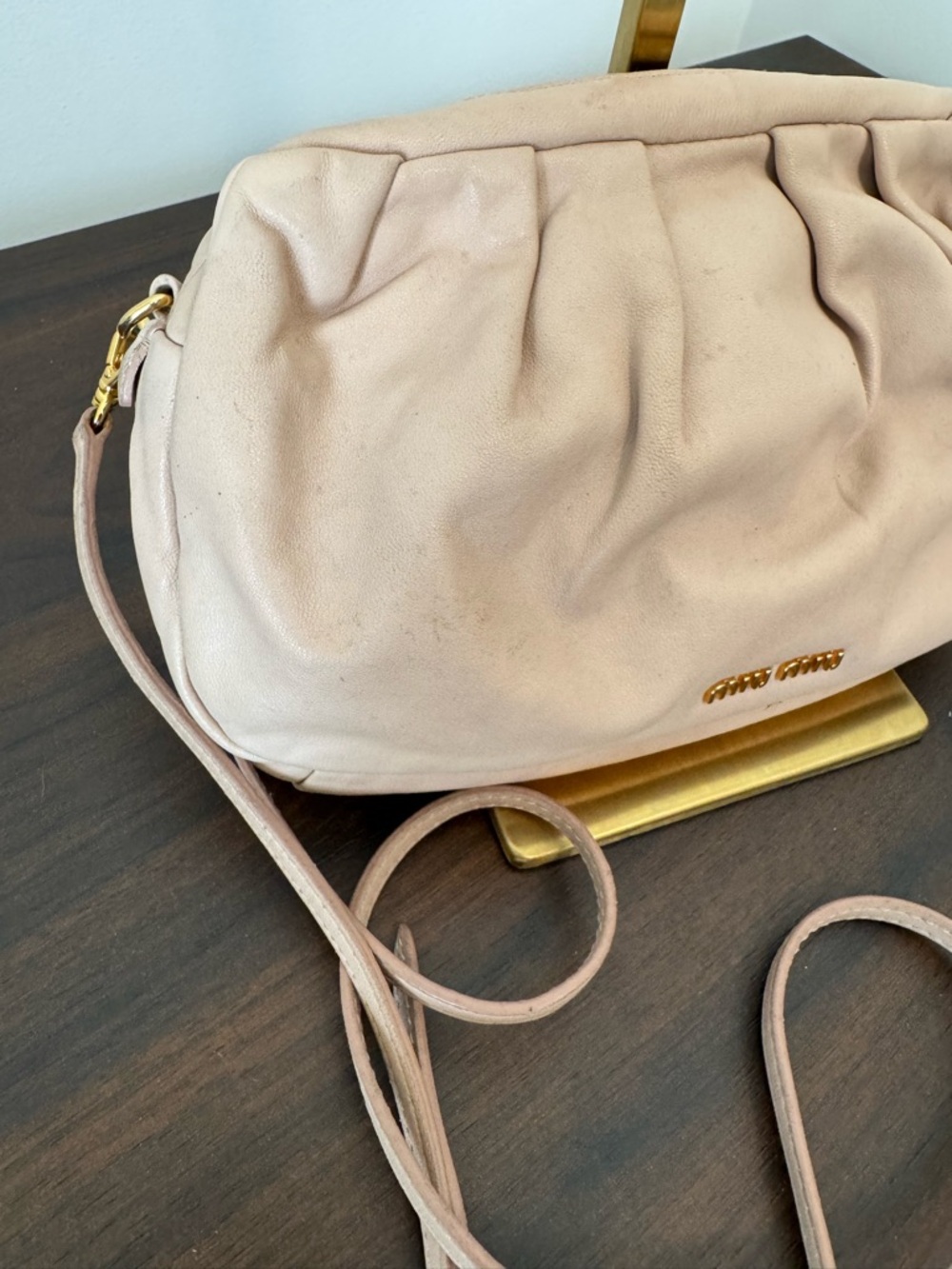 MIU MIU Leather Pleated Crossbody Purse | Gold Hardware | As Is - Picture 3 of 16
